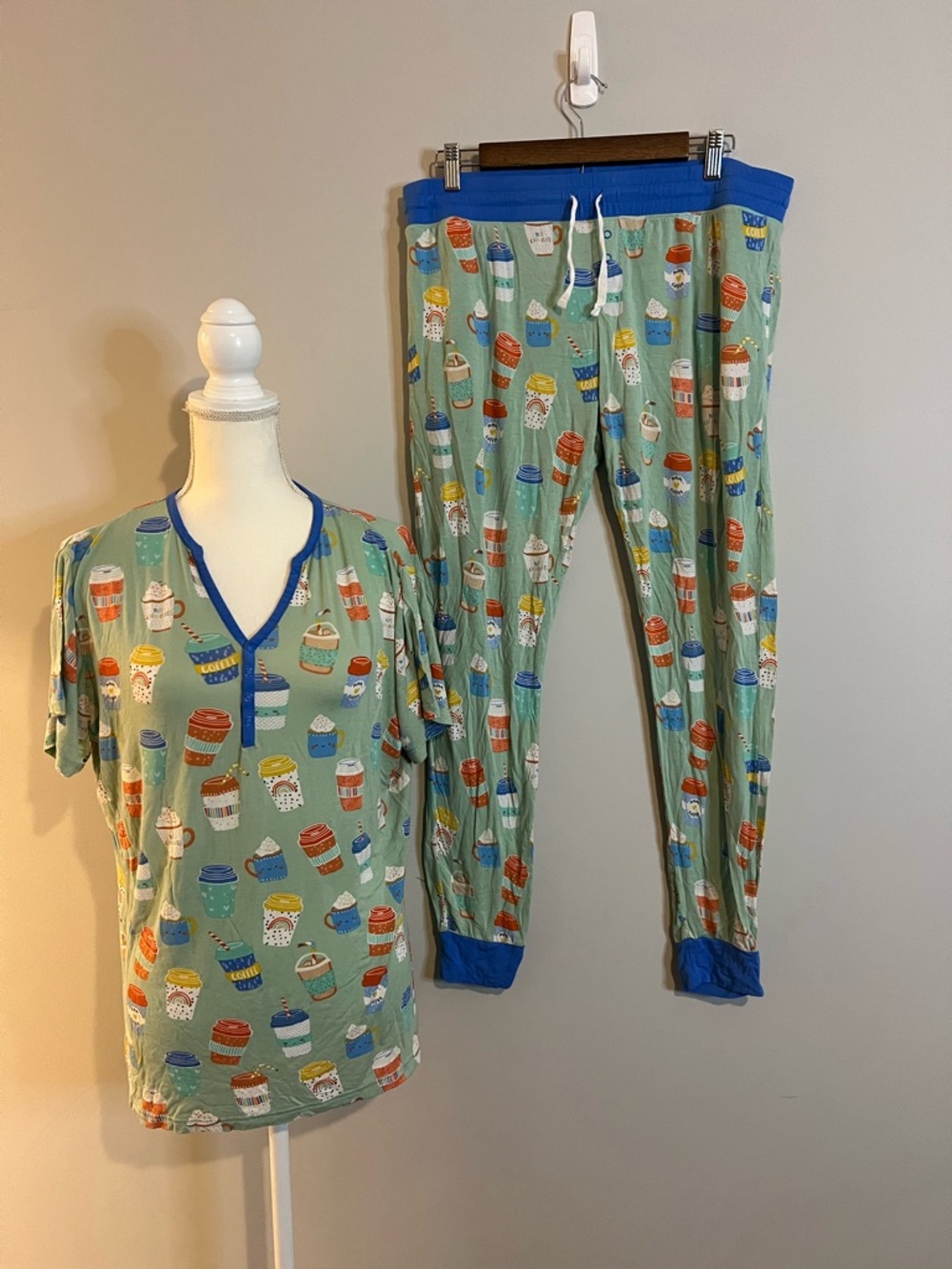 Little Sleepies I Love You a Latte Pajama Set Womens Pants Large , Top Medium